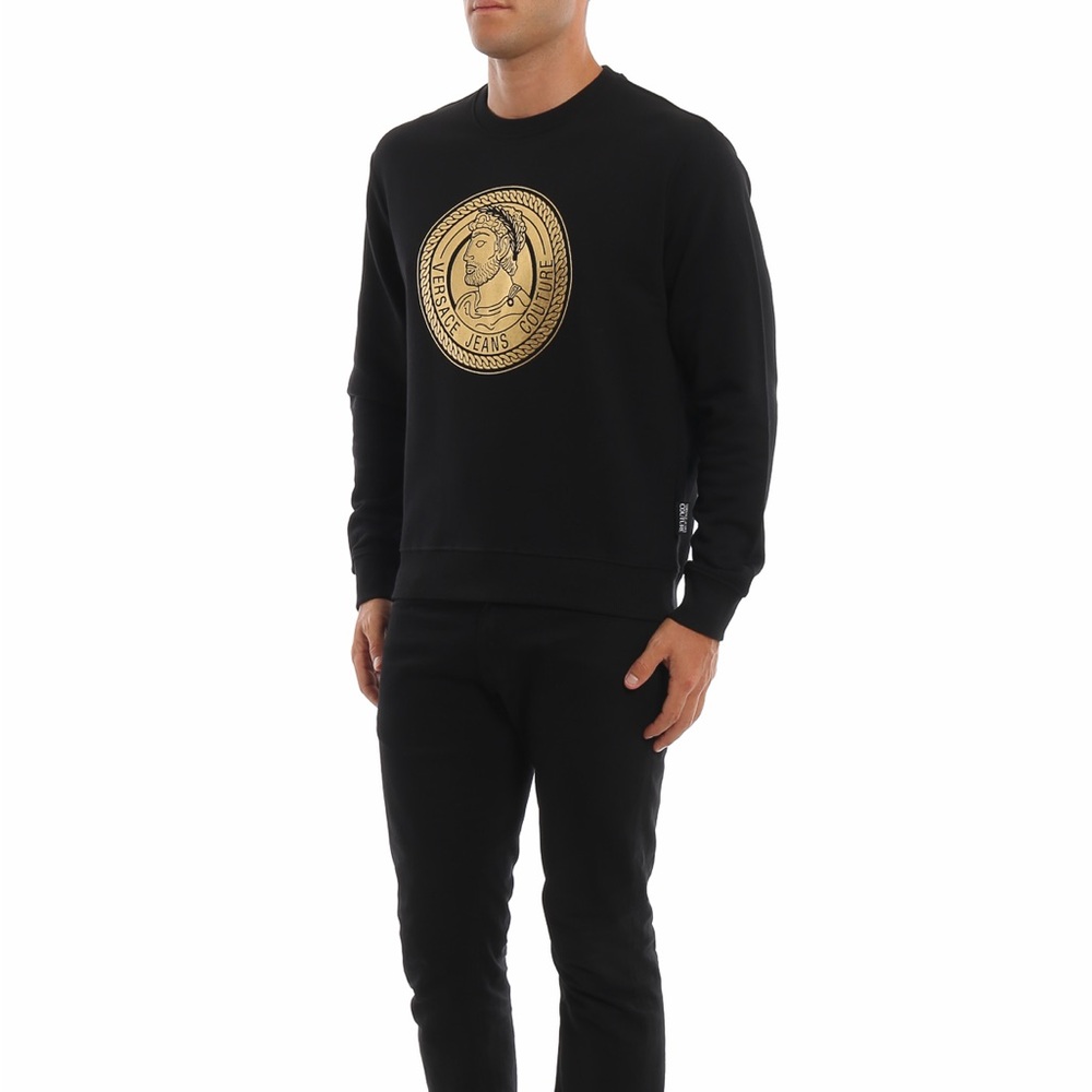 Versace Jeans Collection Black and Gold Crewneck Sweater